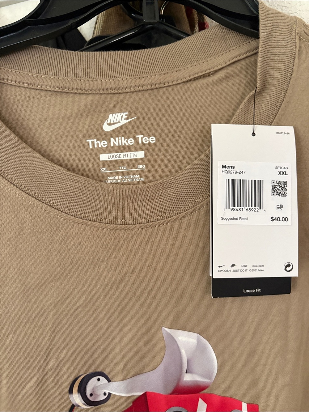 Nike Men's Short Sleeve Tee in Tan with Graphic